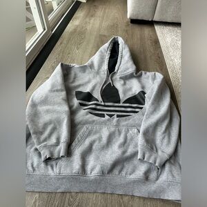 Adidas Heather Gray Hoodie with Black Accents